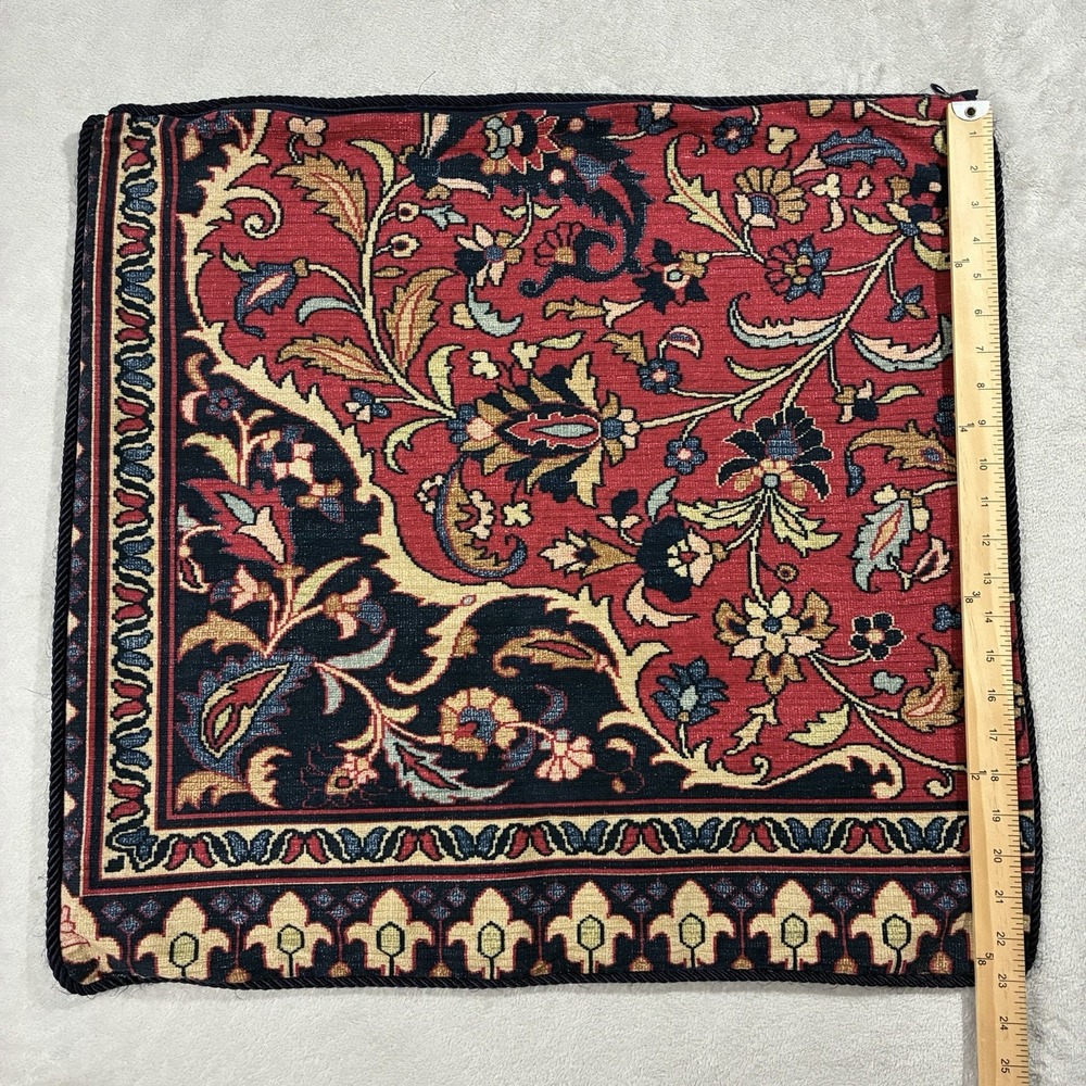 Ralph Lauren Poet Society Euro Pillow Sham Tapestry Rug Red Blue Cotton 24"x24" - Picture 6 of 9